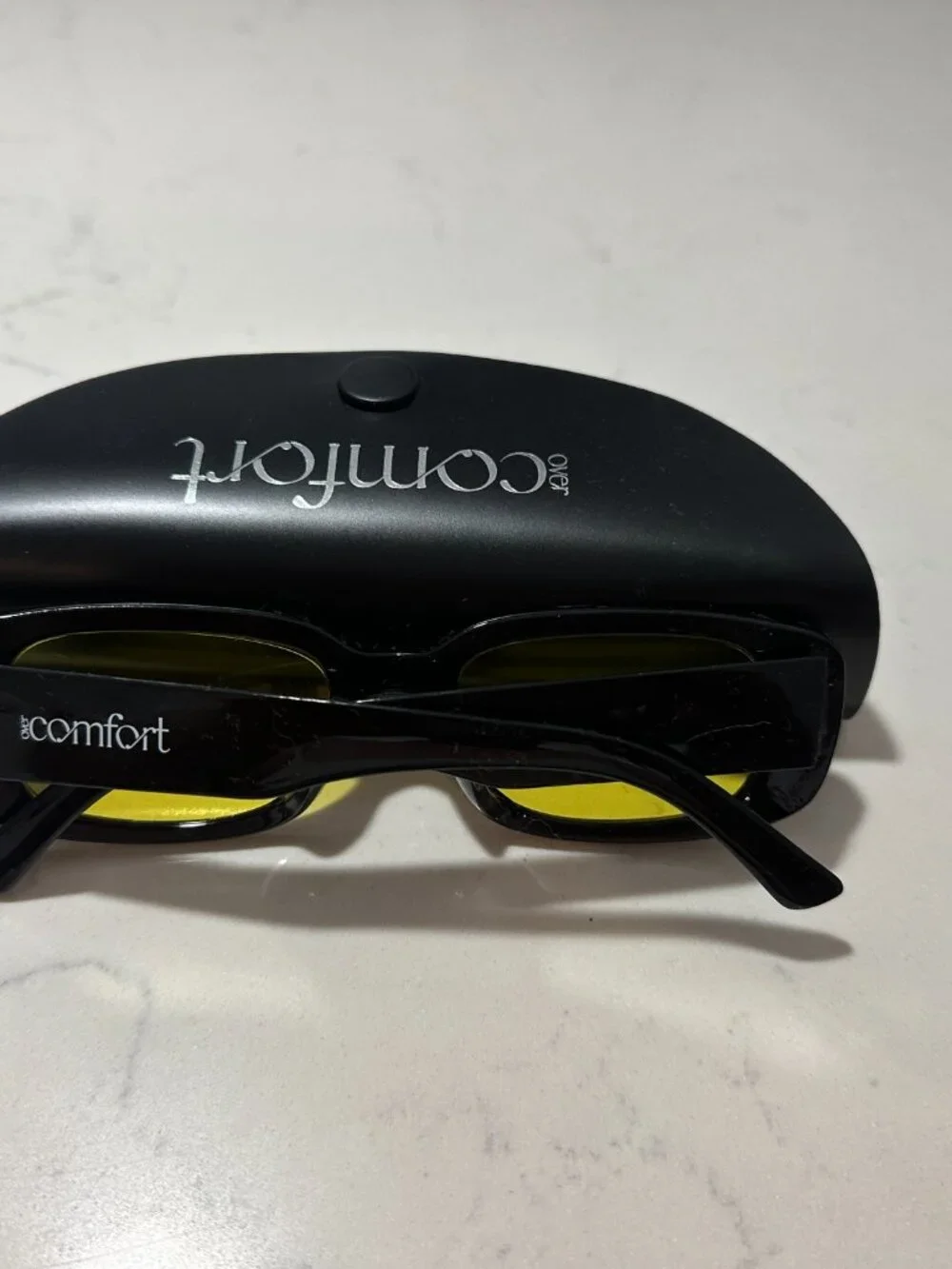 Comfort Yellow Lens Sunglasses Black Rectangle Frames UV400 w/ Case Unisex